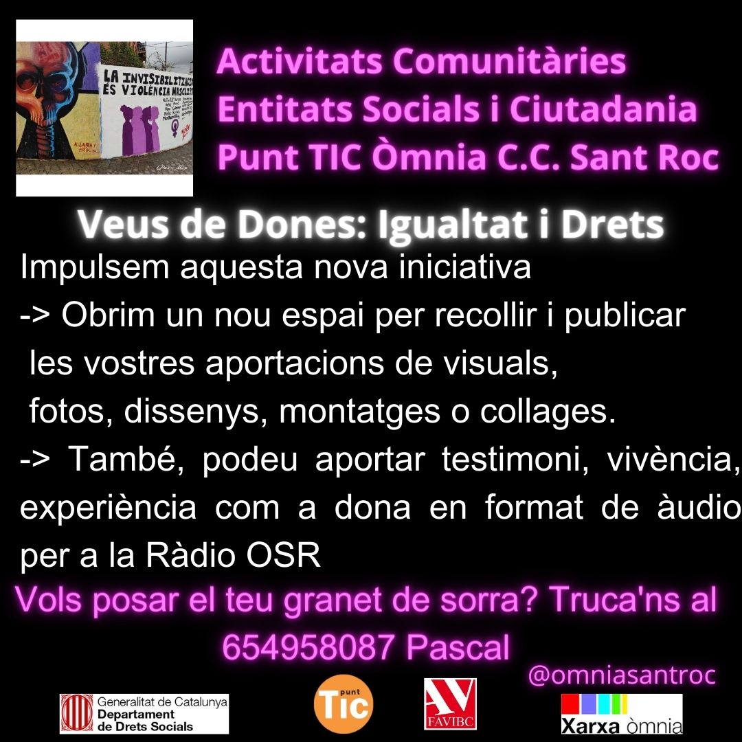 Flyer Cartell Activitat Comunitaria Coop Veus de Dones OmniaSantRoc 03042024